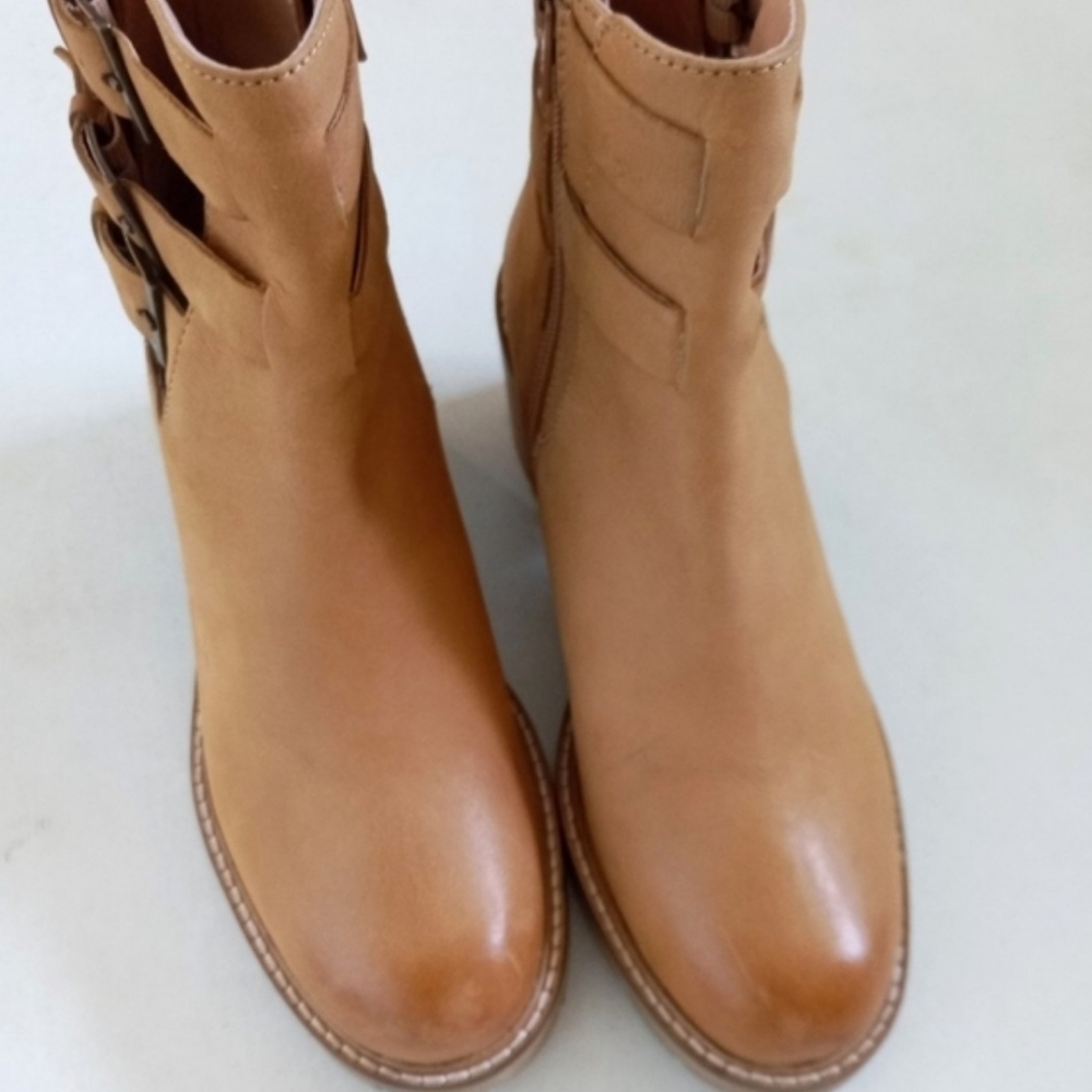 ๐ค Seychelles tan leather heeled buckle ankle boots - Picture 5 of 11